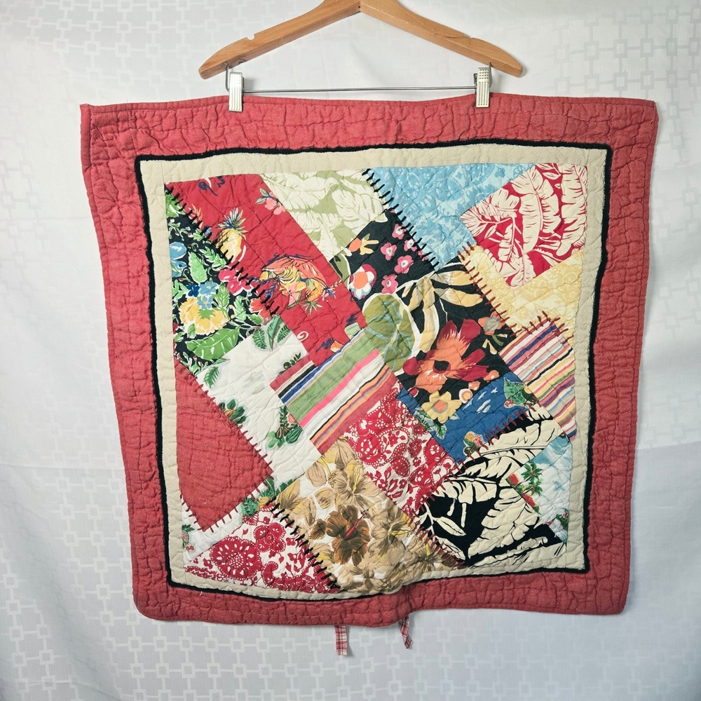 Vtg 2002 Pottery Barn Salsa Luau Hawaiian Patchwork Quilted Pillow Sham